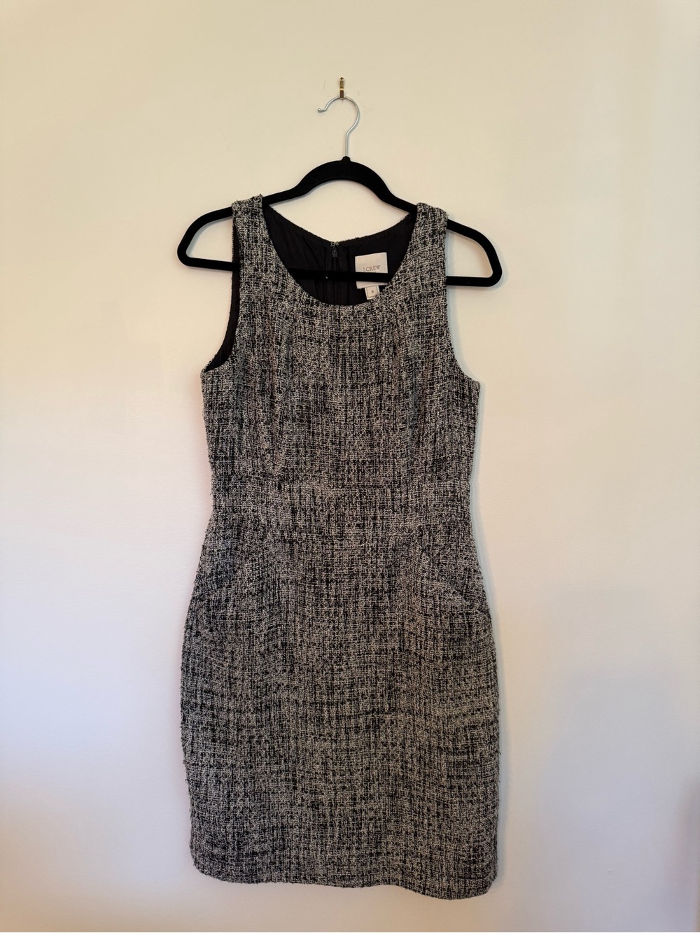 J.Crew Suiting Tweed Sheath Dress Black White Size 8